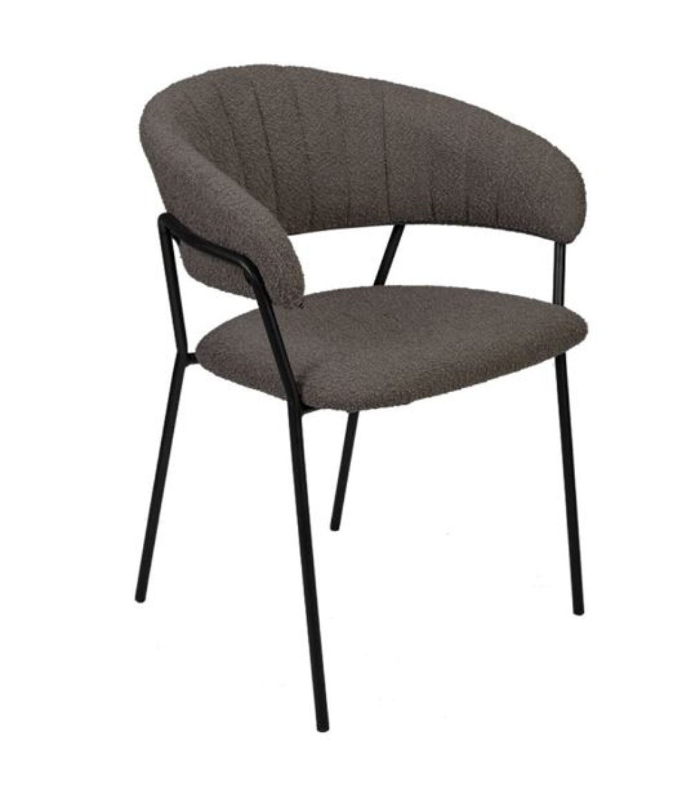 Cadeira Mara - Bouclé Cinza Quente