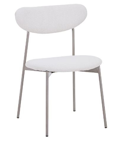 Cadeira Thalita - Base Aço Champanhe e Tecido Boucle Off White